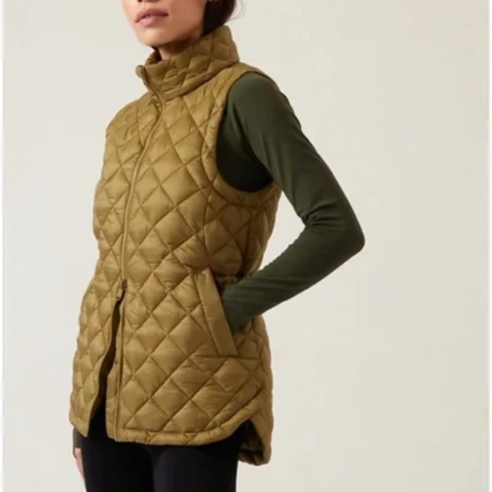 Athleta Whisper Featherless Vest, XL in Tapestry Gold